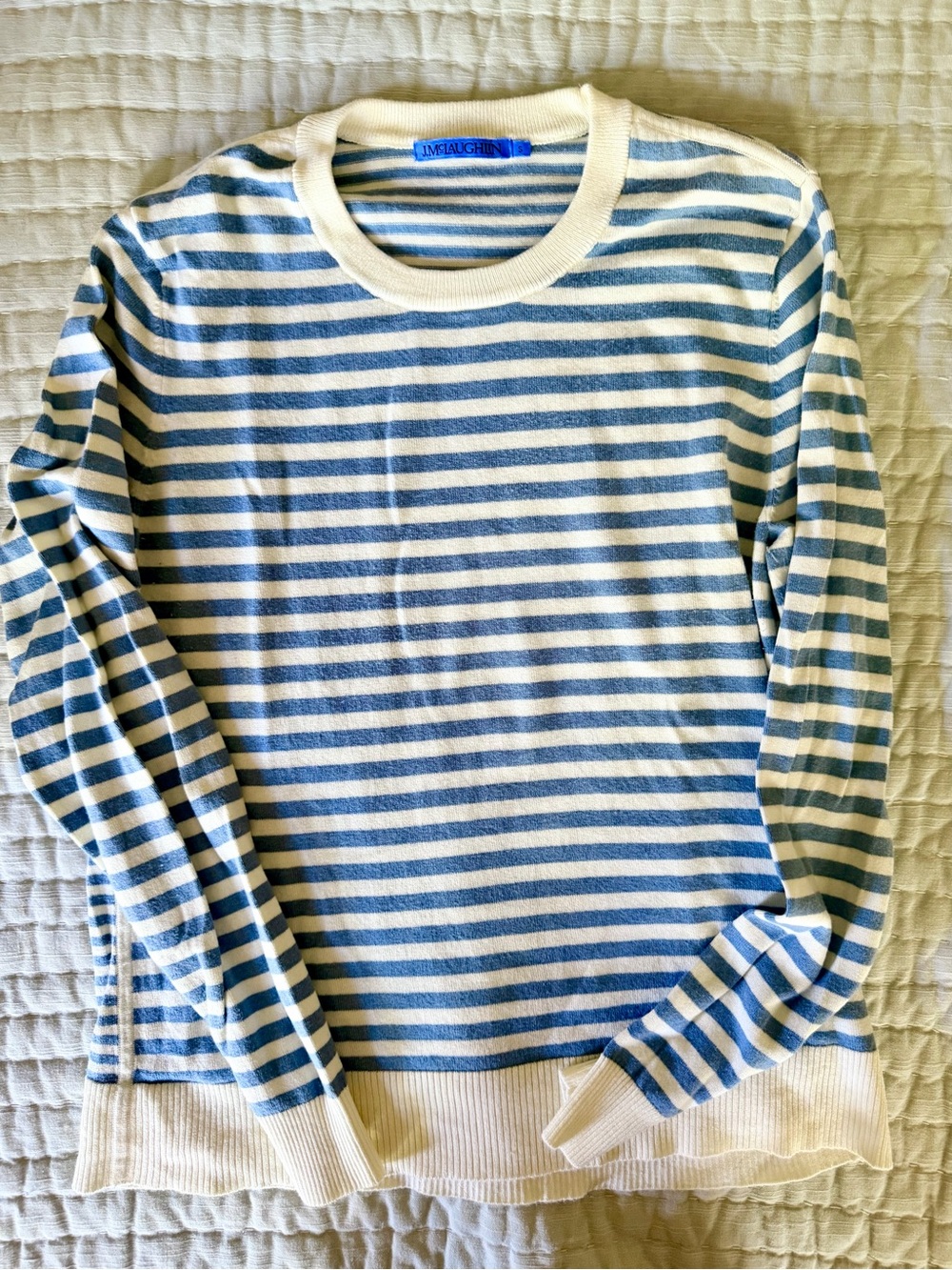 J. McLaughlin Striped Crewneck Sweater - Blue & White